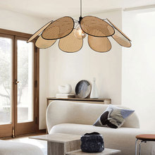 新款侘寂风复古餐厅吧台藤编灯个性创意中式民宿禅意茶室装饰吊灯