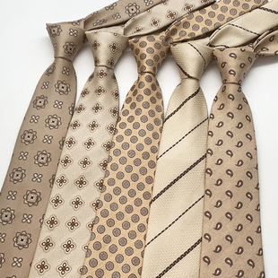 New rice apricot tie trendy men's formal business casual fashion flower warm yellow champagne gold hand 8CM wide