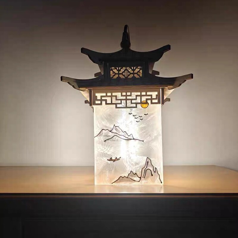 新しい中国風の宋代の美的禅茶室レストランアンティーク建築家パビリオンポーチライト四隅パビリオンシャンデリア|undefined