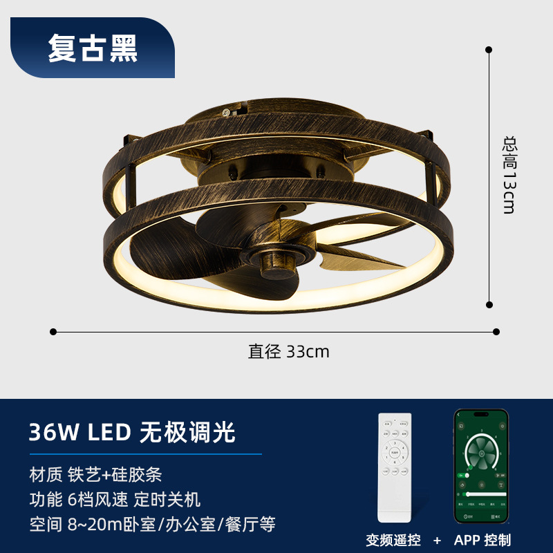 Luz de Ventilador de Techo Inverter de Hierro y Acrílico, Regulable, para Dormitorio y Sala de Estar