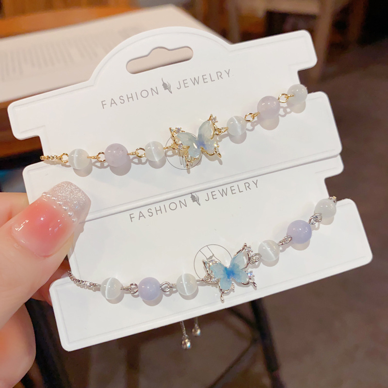 Super Fairy Light Luxury Butterfly Opal Beads Drawstring Bracelet Sweet Style Niche Design All-match High-end Bracelet Super Fairy Light Luxury Butterfly Opal Beads Drawstring Bracelet Sweet Style Niche Design All-match High-end Bracelet