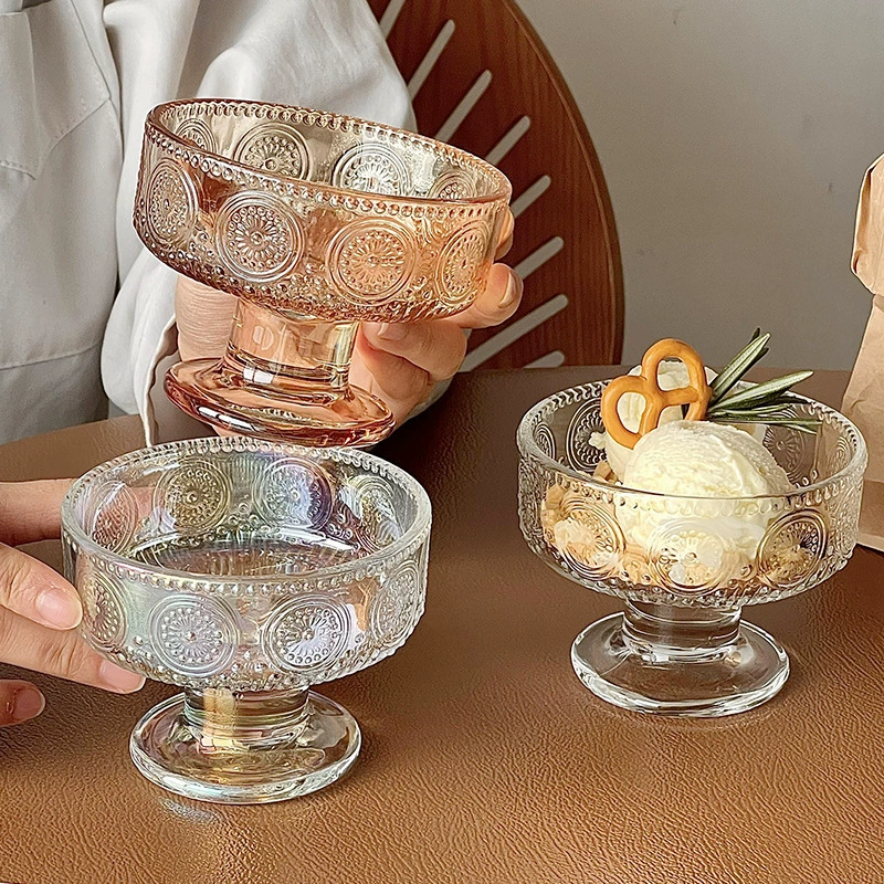 Стеклянная чашка для мороженого, чашка для йогурта с высоким краем, десертная чаша, высокая ёмкость для мороженого, молочный коктейль, pudding, мусс чашка