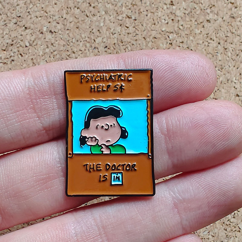 Peanuts Cartoon Enamel Pin Cartoon Anime Metal Badge Retro Animated Character Lucy Brooch