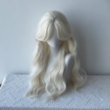 假发女中分奶白金水波纹长卷发蓬松甜酷慵懒Lolita仿真人发全头套