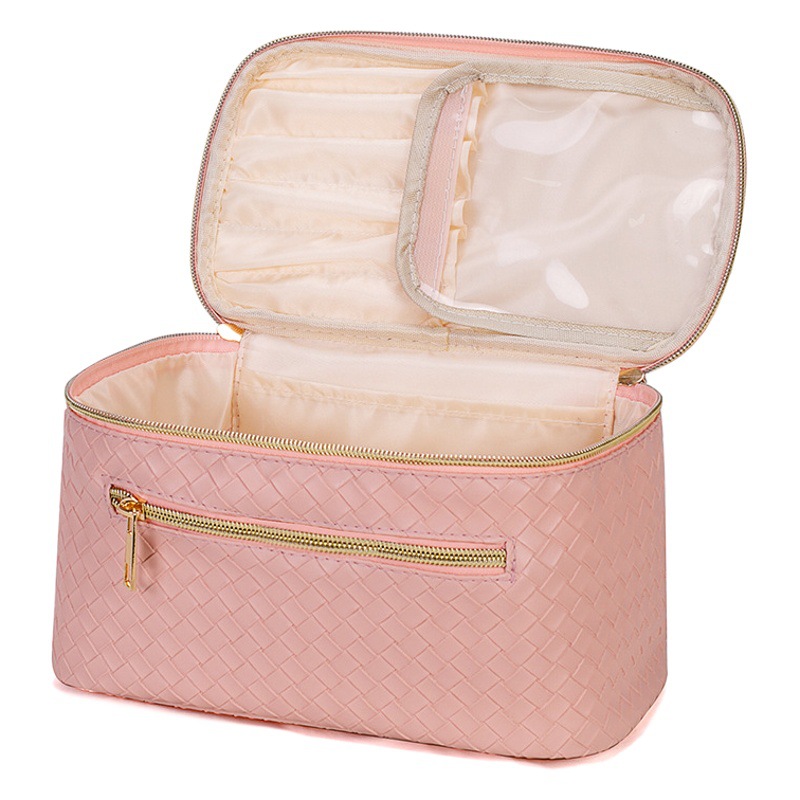 Transfronterizo nuevo tejido de la PU bolsa de cosméticos de alta apariencia de gran capacidad de almacenamiento Portátil Bolsa de viaje portátil caso cosmético