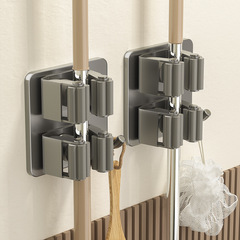 槍灰拖把壁掛夾免打孔不鏽鋼掛鈎衛生間浴室牆上掃把收納固定架