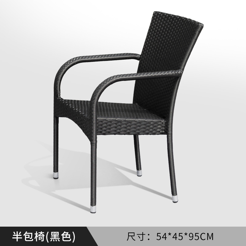 Nórdico de gama alta patio al aire libre cuerda tejida mesa y silla casa pequeña silla combinación patio jardín sillón mesa individual y silla