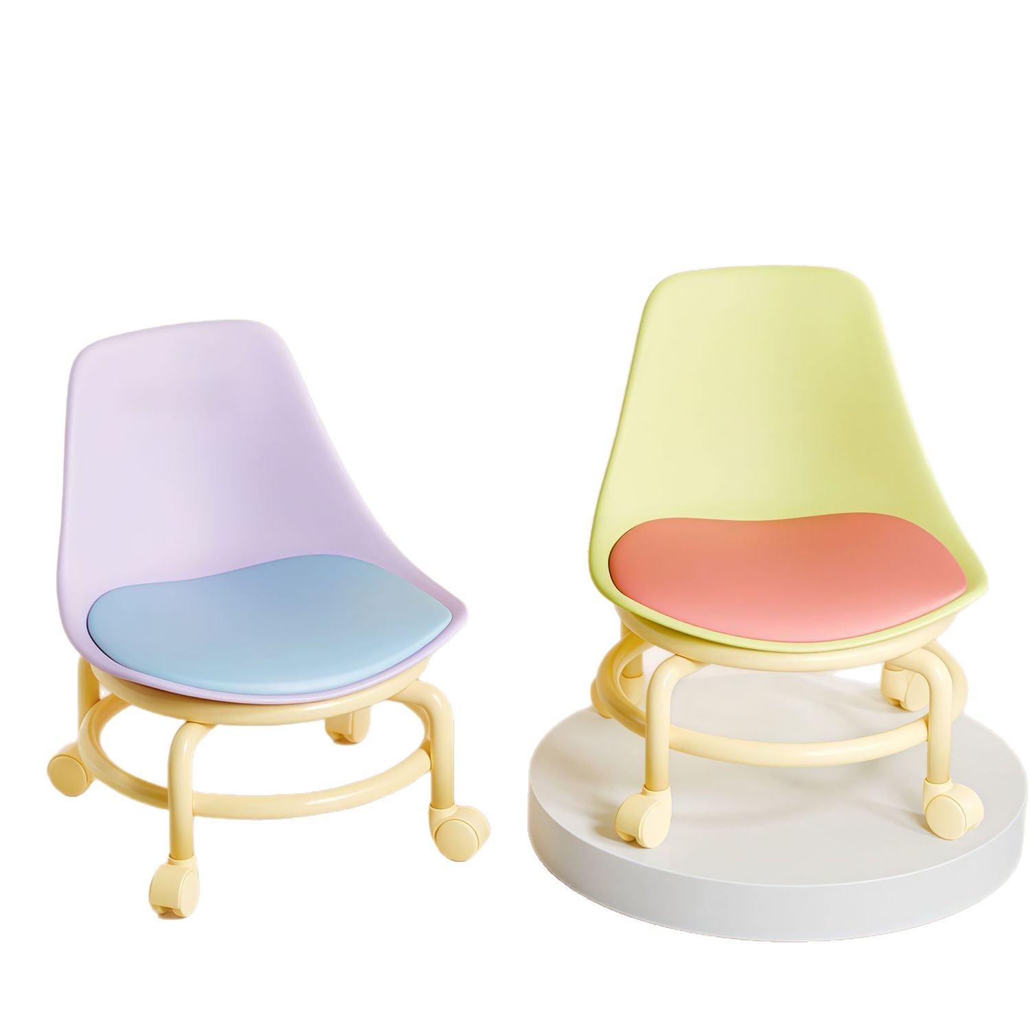 Universal wheel small stool household dopamine low stool comfortable sedentary removable back chair children's toddler small chair 5