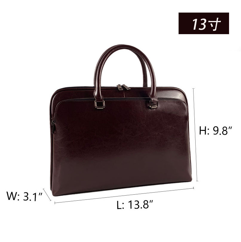 Men's Leather Briefcase Business Document Bag Large Capacity New Laptop Bag - Thumbnail 8