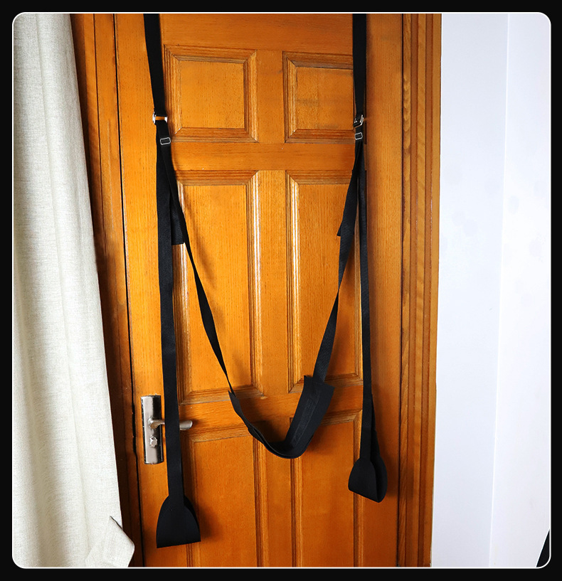 Door Swing Restraint Set with Cushion, Black Dual-Layer Fabric, Metal Hardware — detail image 15