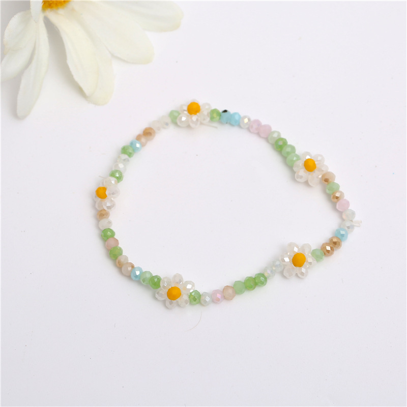 F2208001 绿色混色小花水晶手链 2022.08.21