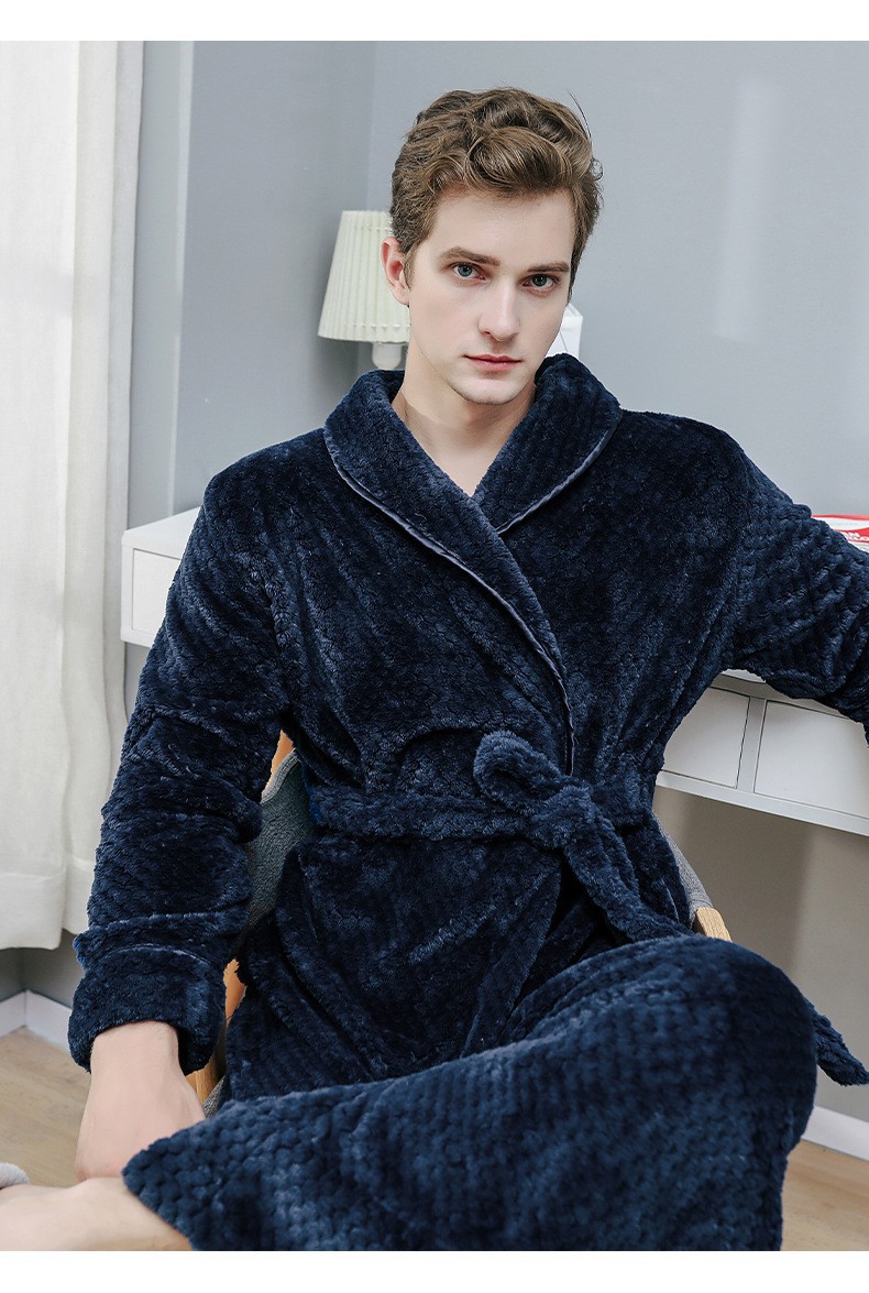 Camicia da notte da donna invernale coppia accappatoio in pile corallo più velluto flanella ispessita pigiama da uomo autunno e inverno lungo_voghion.com