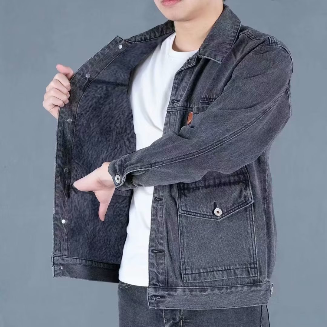 2023 spring and summer new Denim coat men's loose wear-resistant autumn fashion brand plus size men's workwear jacket denim jacket