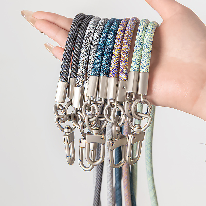 Factory spot 7MM thick mobile phone lanyard slung rope polyester wrist rope stainless steel mobile phone back sticker