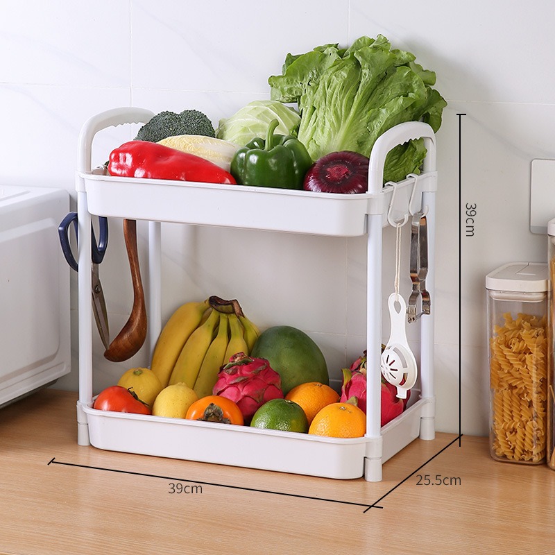 Estante de encimera de cocina de piso doble multifuncional Estante de condimentos Estante de almacenamiento de baño Estante de almacenamiento de fregadero