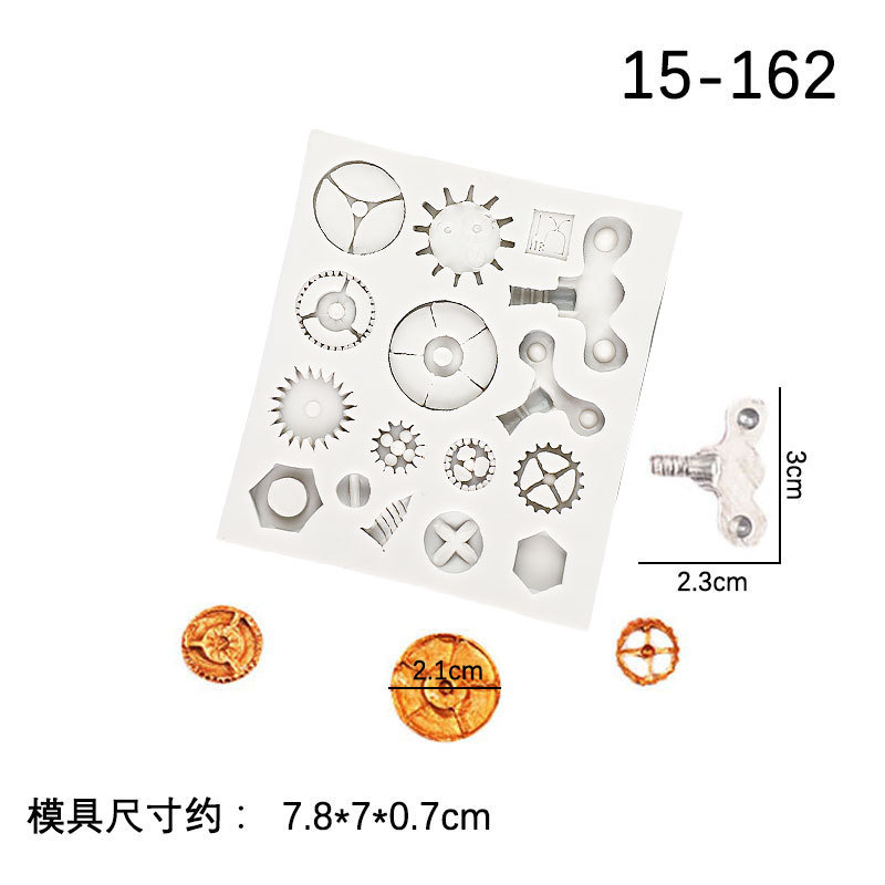 Reloj de bolsillo dibujos animados engranaje punk chocolate fondant cake decoración arcilla modelado mecánico molde Silicona
