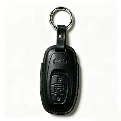 car key case Q5L/A5: Car key bag - model-c-black-leather-case-p2-short-leather-buckle-key-cover
