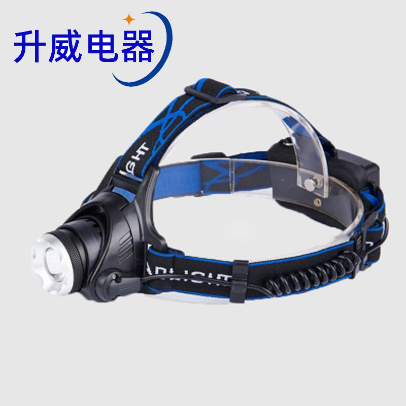 跨境伸縮三檔頭燈 強光超亮變焦頭戴式手電筒 戶外遠射充電夜釣燈
