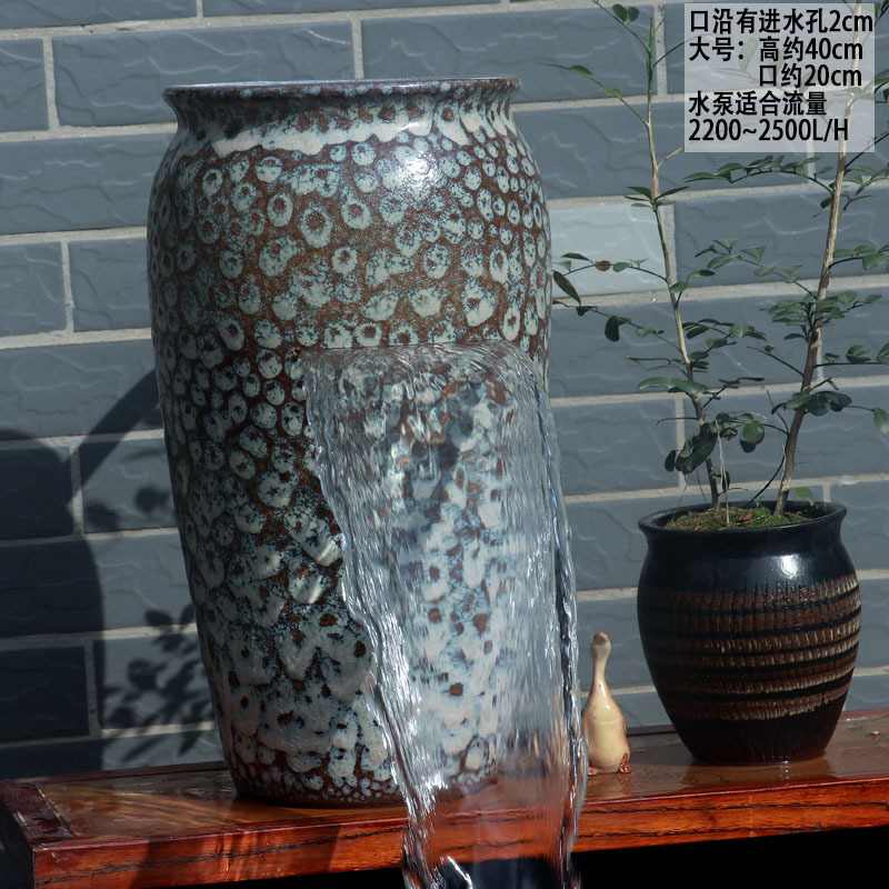 养鱼过滤切割流水罐循环增氧净水陶瓷流水缸古法养鱼小号流水中式|undefined