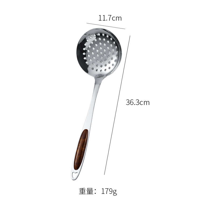 厚い三センチの金桃の木の柄のステンレスの炒め物のシャベルの家庭用調理器具のセットのステンレスの鍋のシャベルのスプーンはスプーンを漏らします。|undefined