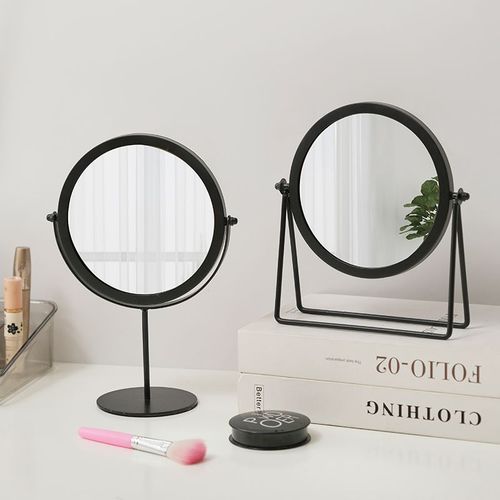 Retro ins Nordic dressing table desktop makeup mirror dormitory desktop portable student home rotating makeup mirror