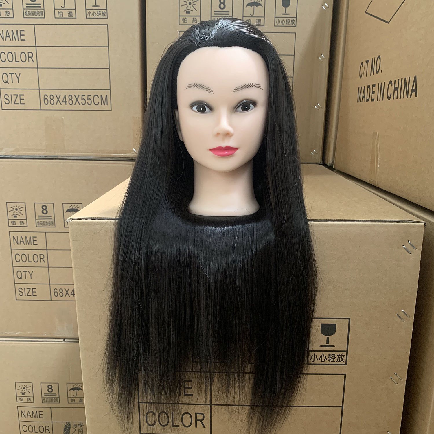Cabeza de Maniquí para Peluquería de Fibra de Alta Temperatura para Práctica de Peinado y Corte image 6