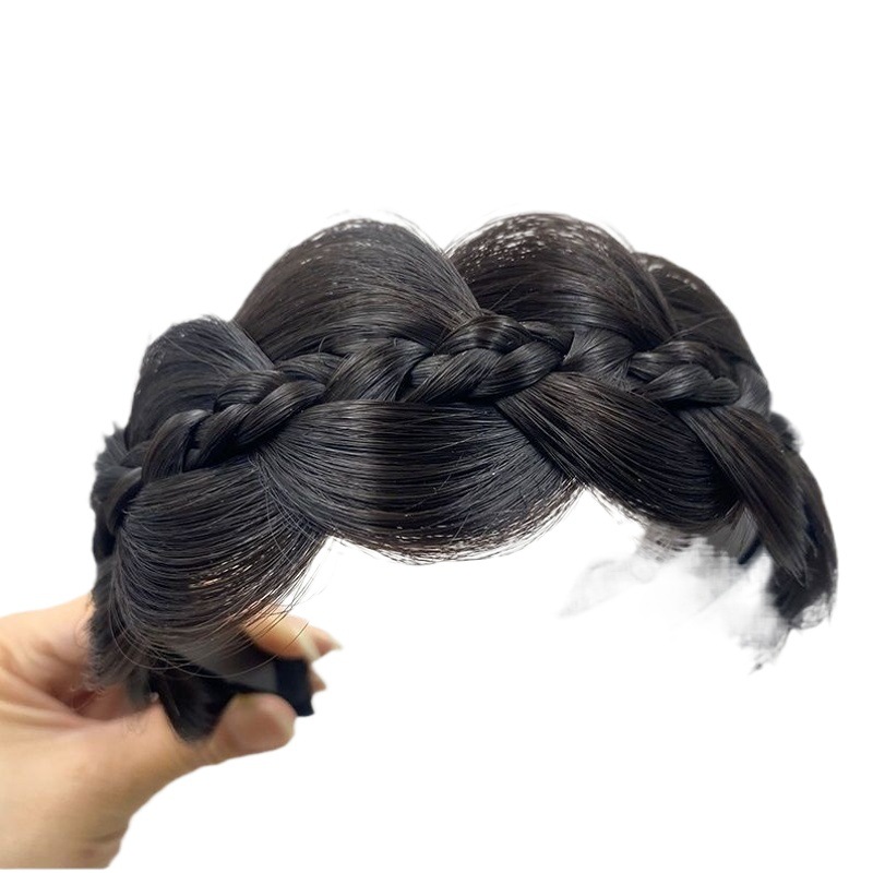 Fishbone trenza peluca diadema Twist trenza diadema aumento Cráneo actualización superior Calabaza trenzada banda de pelo antideslizante updo peluca