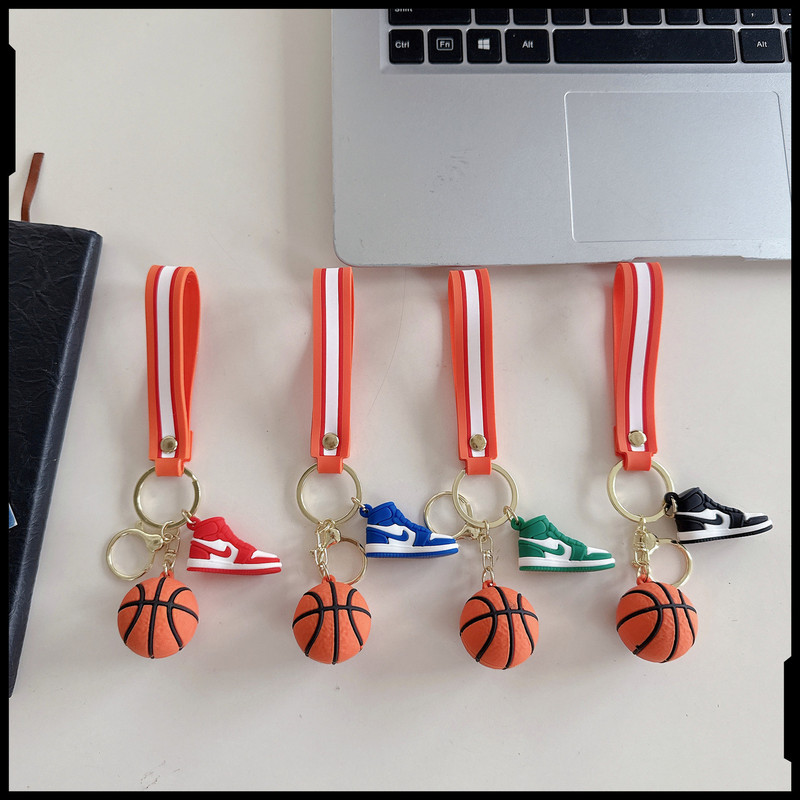 Creative basketball keychain mini silicone AJ sneaker pendant car backpack keychain unisex accessory Creative basketball keychain mini silicone AJ sneaker pendant car backpack keychain unisex accessory