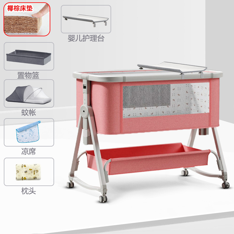 Cuna móvil Cuna portátil Cuna para bebé Cama plegable multifuncional bb Cama grande de costura para niños recién nacidos