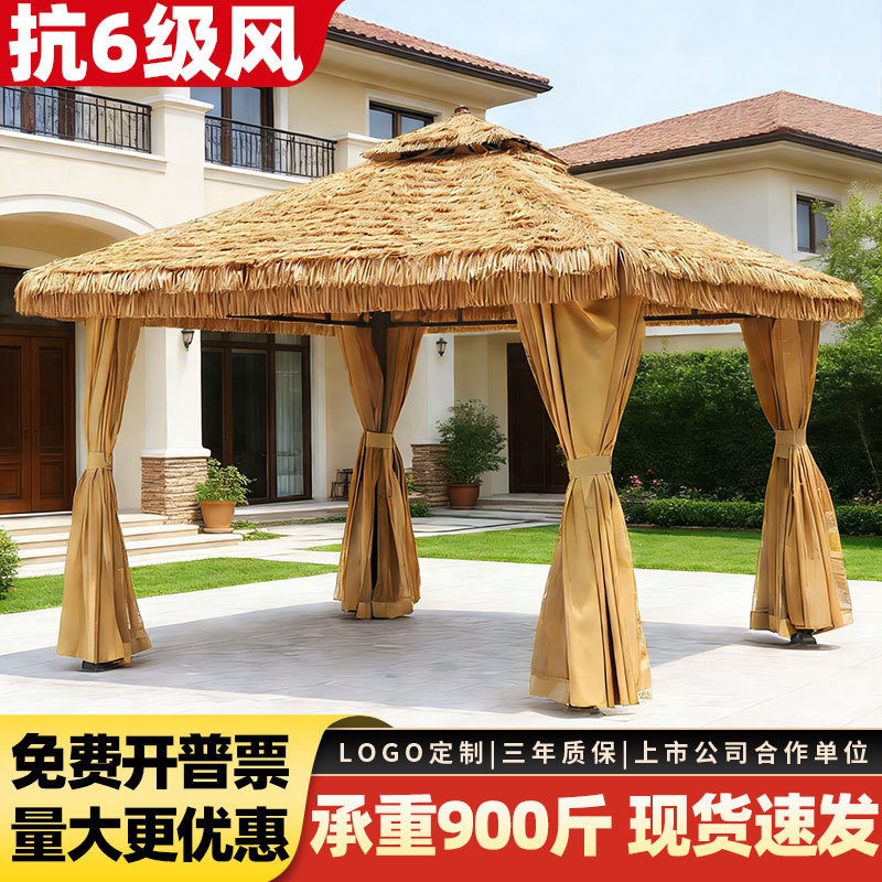 Outdoor Farmhouse-Style Accommodation, Wind-Resistant Thatch Gazebo, Villa Courtyard Straw Umbrella, Scenic Farm Simulation Sunshade Pavilion Outdoor Farmhouse-Style Accommodation, Wind-Resistant Thatch Gazebo, Villa Courtyard Straw Umbrella, Scenic Farm Simulation Sunshade Pavilion