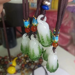 Zibo Boshan Glazed Chicken Oil Yellow Gourd Necklace Handmade Wealth Cabbage Pendant Fortune Gift Live Delivery
