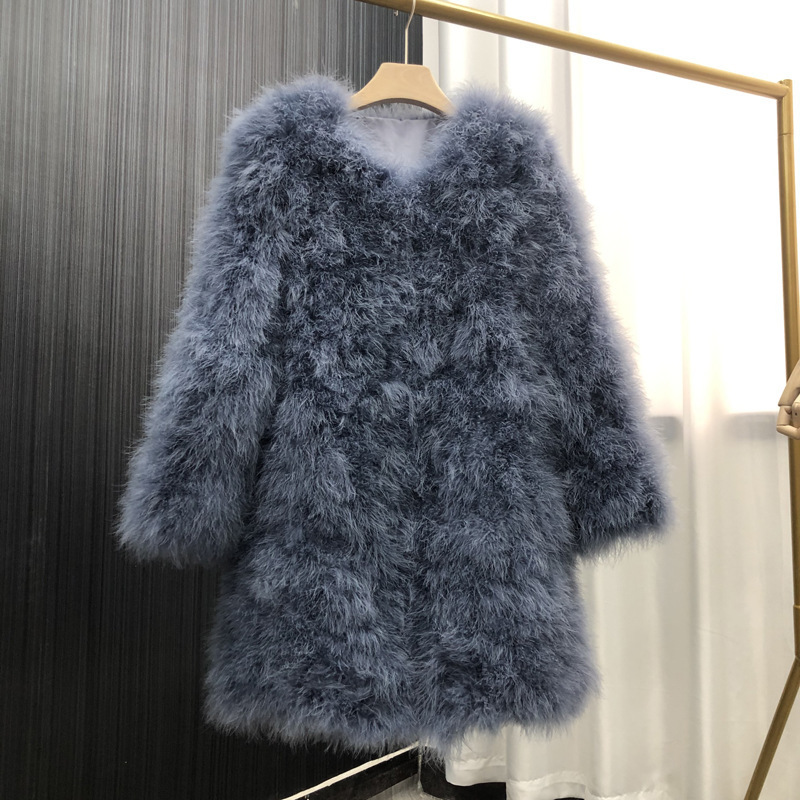 Cross-Border Foreign Trade Processing Ostrich Feather Coat, Long Solid Color Feather down Coat, Export Women's Cotton-Padded Real Fur Coat Cross-Border Foreign Trade Processing Ostrich Feather Coat, Long Solid Color Feather down Coat, Export Women's Cotton-Padded Real Fur Coat