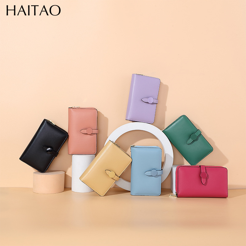 Color sólido corto de las mujeres a juego 2023 verano simple transfronterizo monedero coreano creativo multi-Tarjeta cartera fabricante