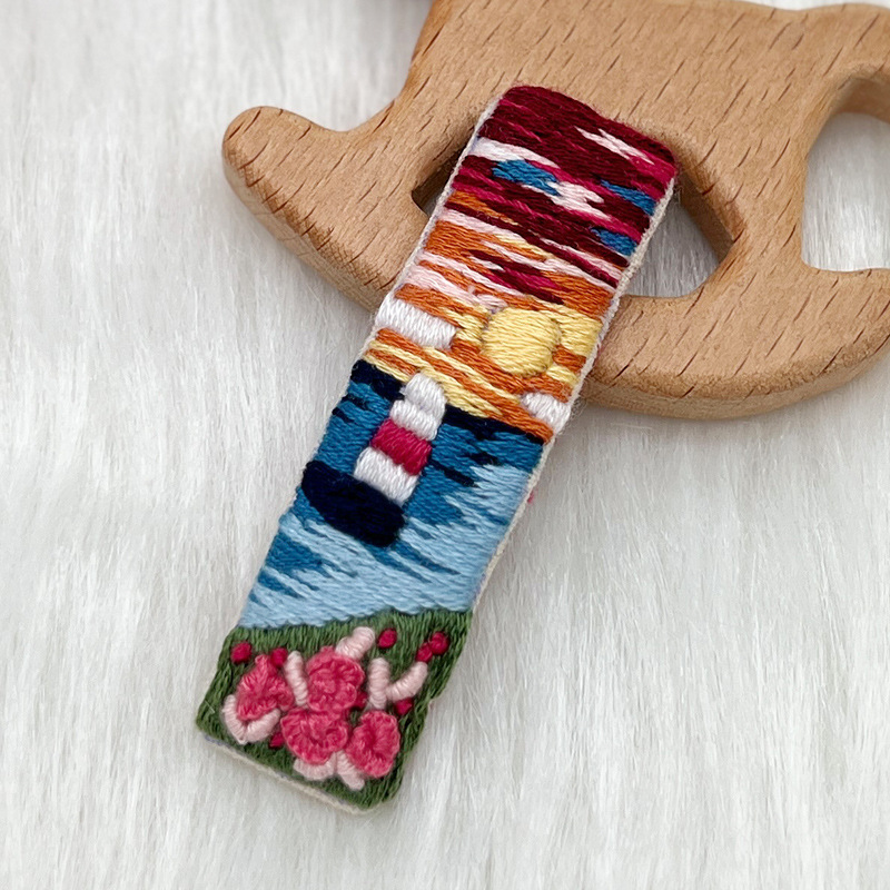 Lu bordado lindo gato perla coreano pinzas de pelo hechas a mano diy bordado creativo para chicas rotas flores pinzas de pelo lateral