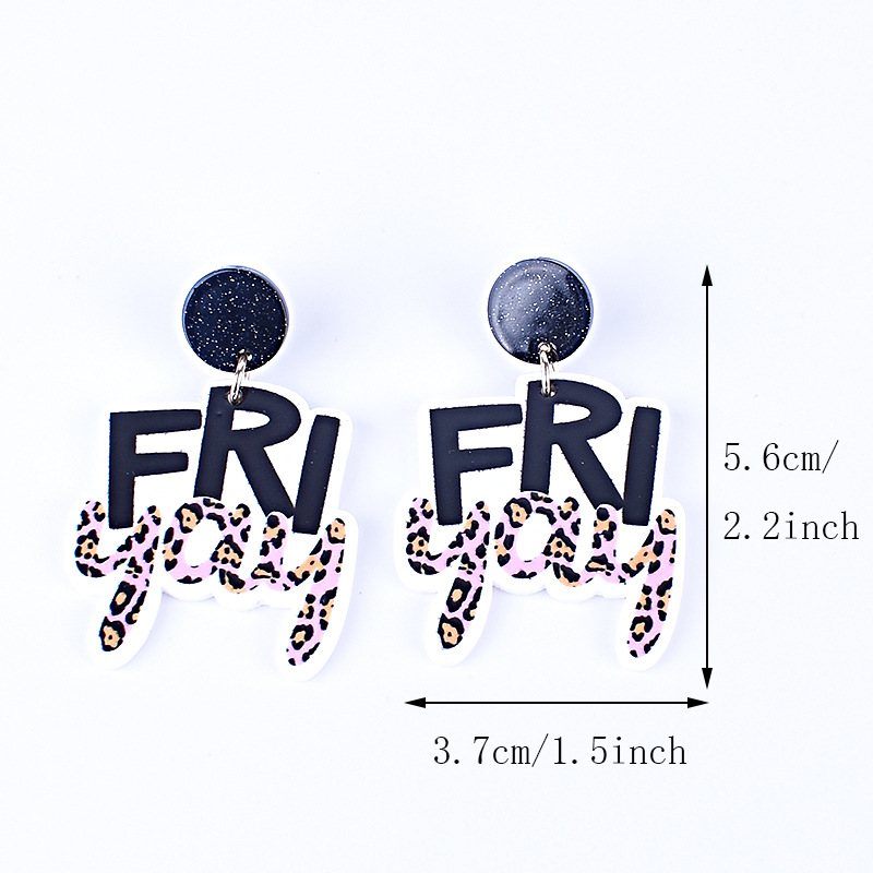 15g Weight Drop Earrings Classification 1 Pair Quantity Holiday, Daily Occasion Acrylic Material Letter Pattern Women's Gender Printing Design Simple Style, Classic Style Style 1 Pair Simple Style Classic Style Letter Printing Arylic Drop Earrings 无
