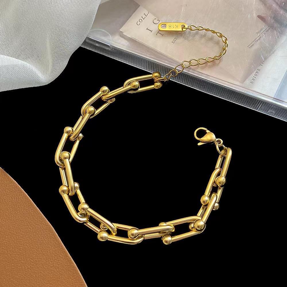 Bracelets, Necklace Classification 1 Piece Quantity Vintage Style Geometric Solid Color Titanium Steel Plating Bracelets Necklace