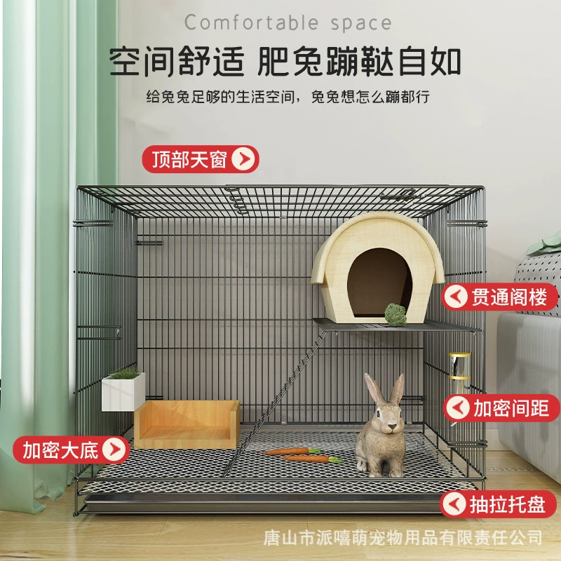 Foldable Double-Layer Rabbit Cage, Big Automatic, Multi-Size Options 50–85 cm