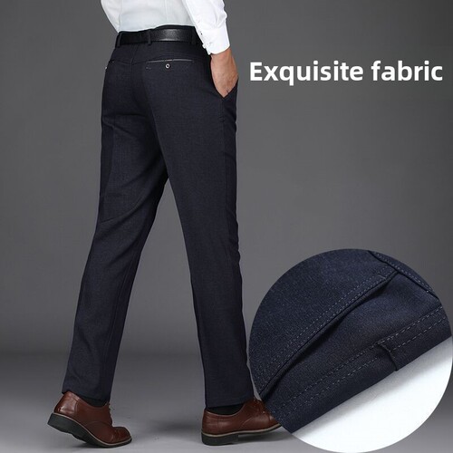 Summer thin casual Western pants for middle-aged and elderly men, men's high-waisted long pants, business suit pants, loose father's pants