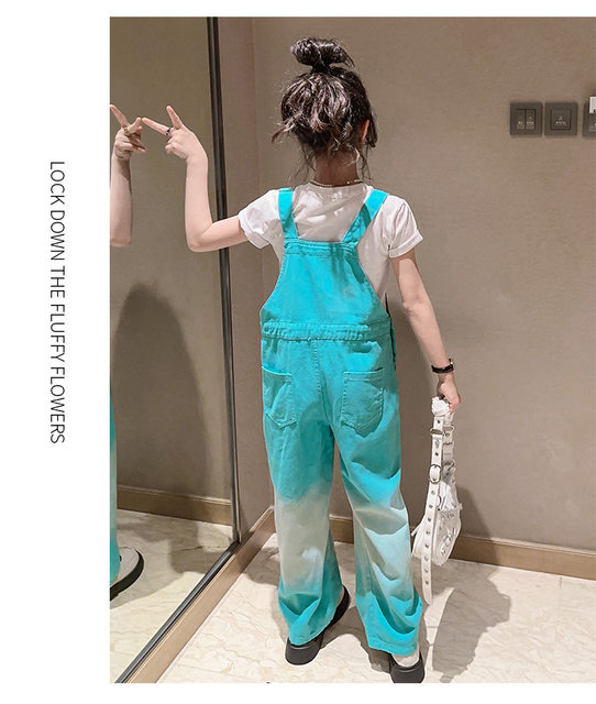 Teen Girls Lake Blue Denim Overalls Summer Gradient Color Kids Suspender  Pants Casual Teenage Children Rompers Jumpsuits 4-14Y - AliExpress