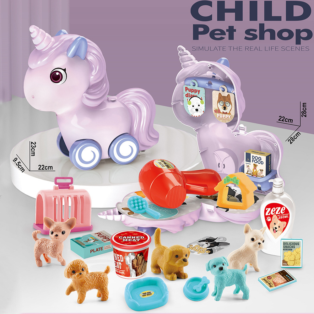 Fábrica personalizada para el juego de simulación pony de dibujos animados unicornio espalda hombro juguetes interactivos multifuncionales