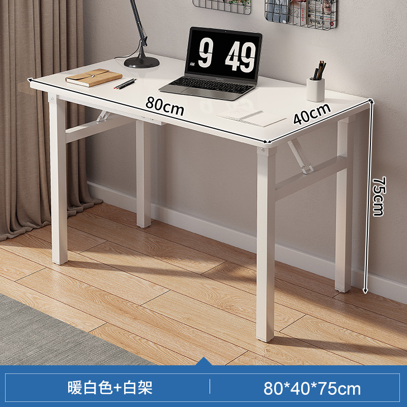 Mesa plegable rectangular, escritorio para computadora, puesto de color nogal, escritorio largo, escritorio de entrenamiento, escritorio simple para el hogar