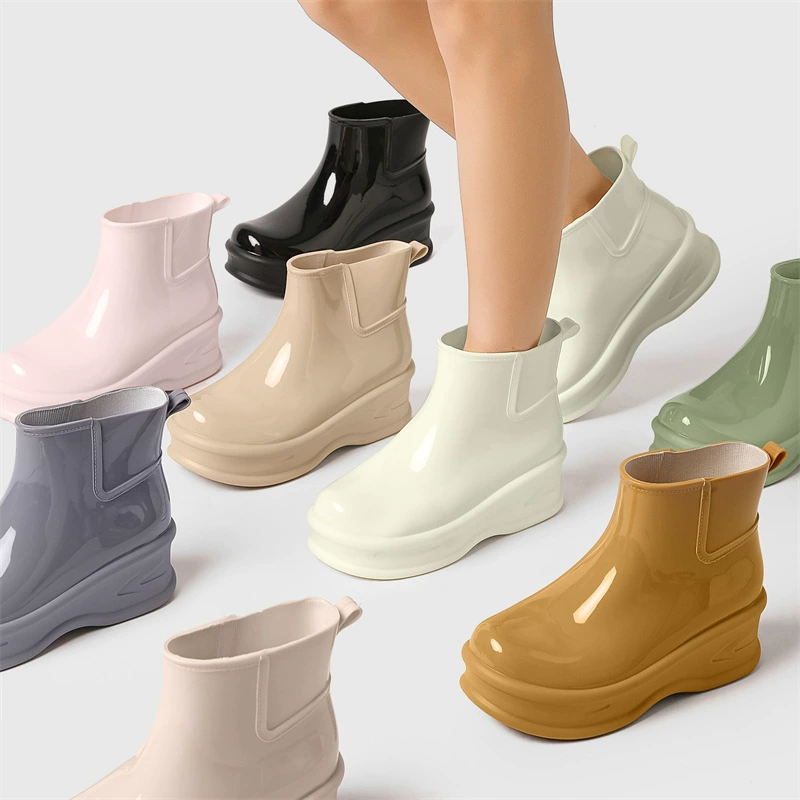 Трансграничные модные женские резиновые сапоги, увеличивающие рост, удобная верхняя одежда на мягкой подошве, универсальная обувь для воды, корейские нескользящие резиновые туфли с допамином для женщин.