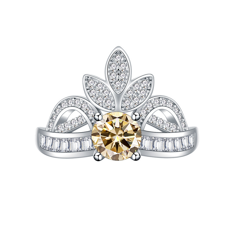 Transfronterizos para la corona 1 quilates anillo de piedra de moissan mujer 925 plata esterlina ins viento joyería accesorios de moda de mujer europea y americana