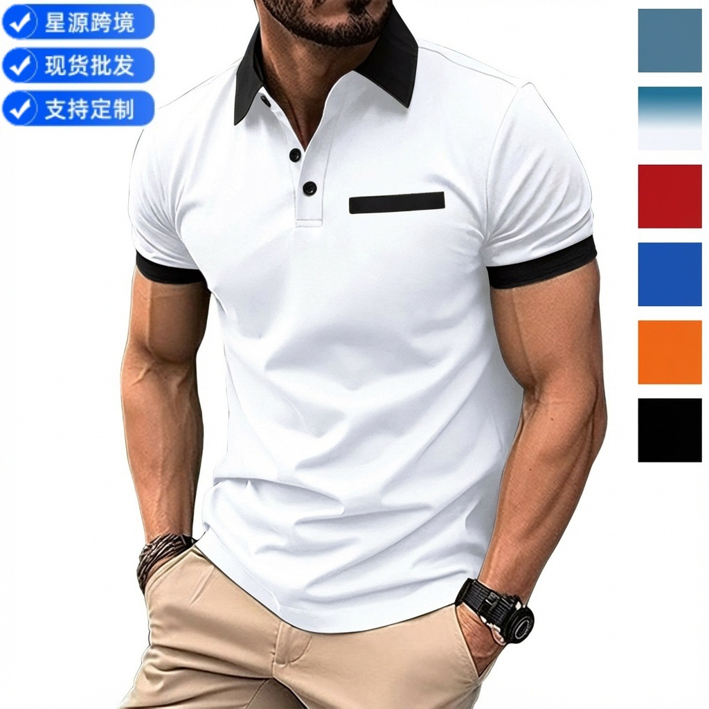 European and American ins cross-border Amazon men's summer gradient printing polka dot short sleeve POLO men's sports polo shirt