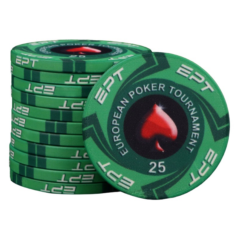 Ept Ceramic Chips Coin Texas Hold'Em Poker Mahjong Club Baile Black Jack 21 Points No Face Value Game