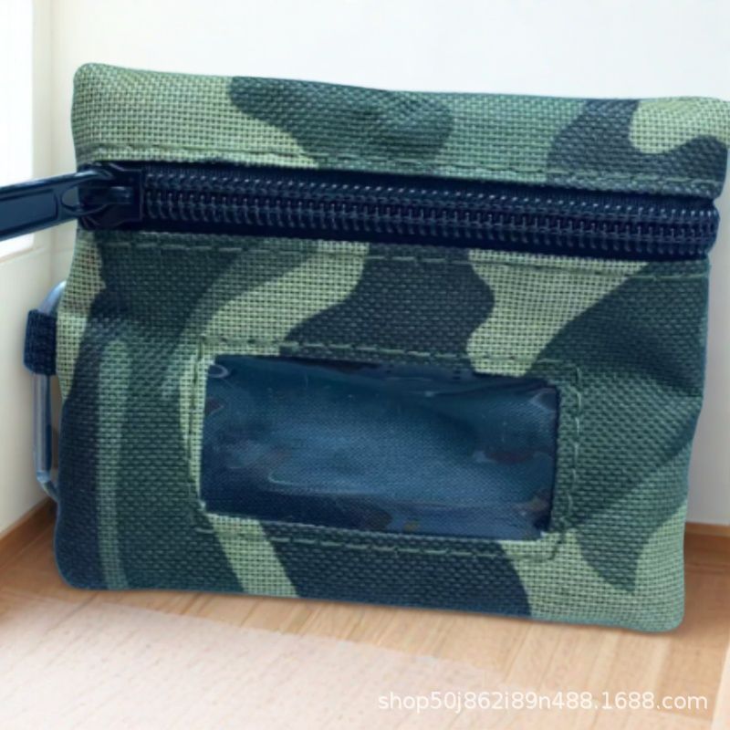 Bolsa de almacenamiento multifuncional, cremallera de lona, billetera pequeña, tarjetero, bolso cuadrado, cambio, llavero, bolso para colgar, bolso para fanáticos militares al aire libre