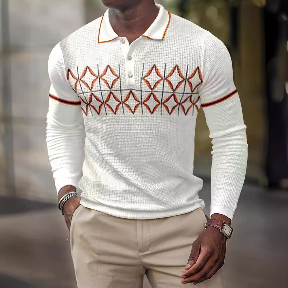 Comercio electrónico transfronterizo Comercio exterior nueva chaqueta de hombre geométrica 3D impreso casual solapa polo