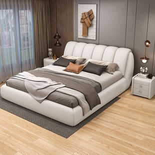 Technology Cloth Bed Master Bedroom Double Simple Modern Wedding Bed Soft Bag 1.8 m 1.5 m Solid Wood Light Luxury Internet Celebrity Cloth Bed