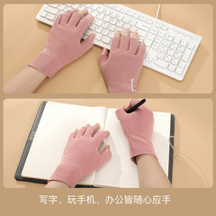 Winter Fleece Warm Thumbs-out Gloves for Women, Winter Fleece-lined Half-fingered Mittens, Student Writing Separated Finger Gloves, Wholesale