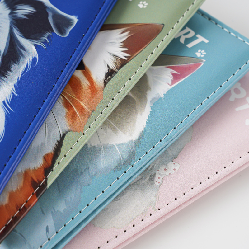 22g Weight Synthetic Leather Lining Material Open Closure Type / Strap Type passport holder Bags Type Travel Occasion Pu Leather Material Waterproof Function Dog, Cat Pattern All Seasons Season Unisex Gender Cute Style Square Shape Unisex Cute Dog Cat Pu Leather Waterproof Passport Holders 10